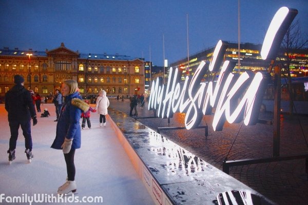 "Ледовый парк", JääPuisto, открытый ледовый каток в центре Хельсинки, Финляндия