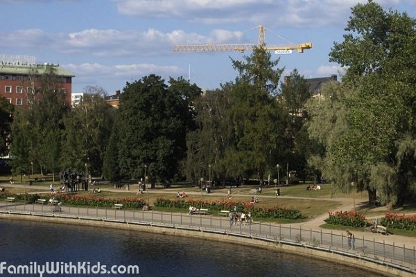 The Koskipuisto park and the Pikku Kakkonen children park in the centre of Tampere, Finland 