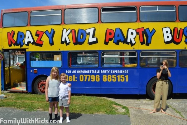 Krazy kidz party bus, организация вечеринок на автобусе, Лондон, Великобритания