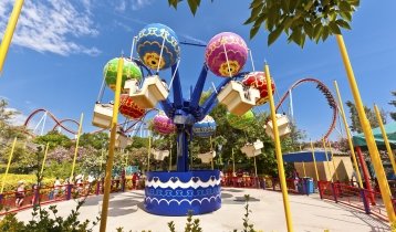 6 theme zones, roller-coasters, water park and playgrounds for kids at Port Aventura in Spain