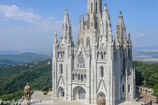 The Tibidabo mountain and the Temple of the Sacred Heart of Jesus in Barcelona, Spain