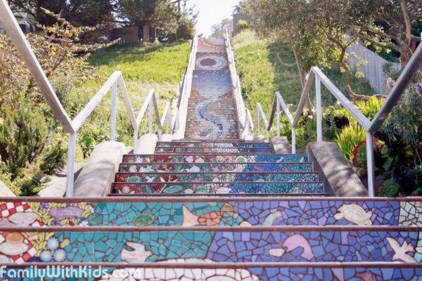 The 16th Avenue Tiled Steps, мозаичная лестница, пешеходная зона в Сан-Франциско, США