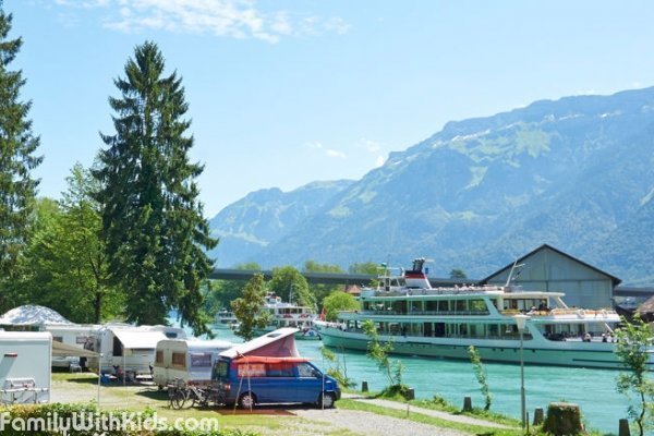 TCS Camping Interlaken, кемпинг на реке Ааре, Бёниген, Швейцария