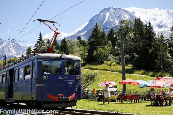 The Tramway Du Mont-Blanc, touristic rack and pinion railway in Chamonix, France