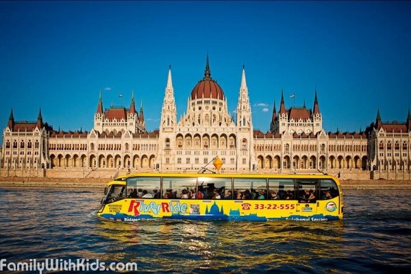 The RiverRide Budapest, a waterbus in Budapest, Hungary
