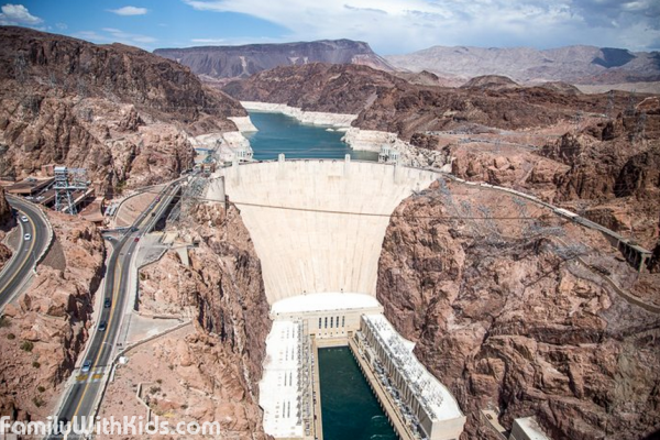 The Hoover Dam, a concrete arch-gravity dam and a hydroelectric power station in USA