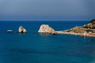 Photo of the Aphrodite's Rock and the Panagia church in Kouklia, Cyprus